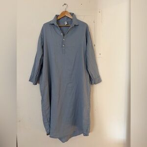Light Blue Linen Shirt Dress